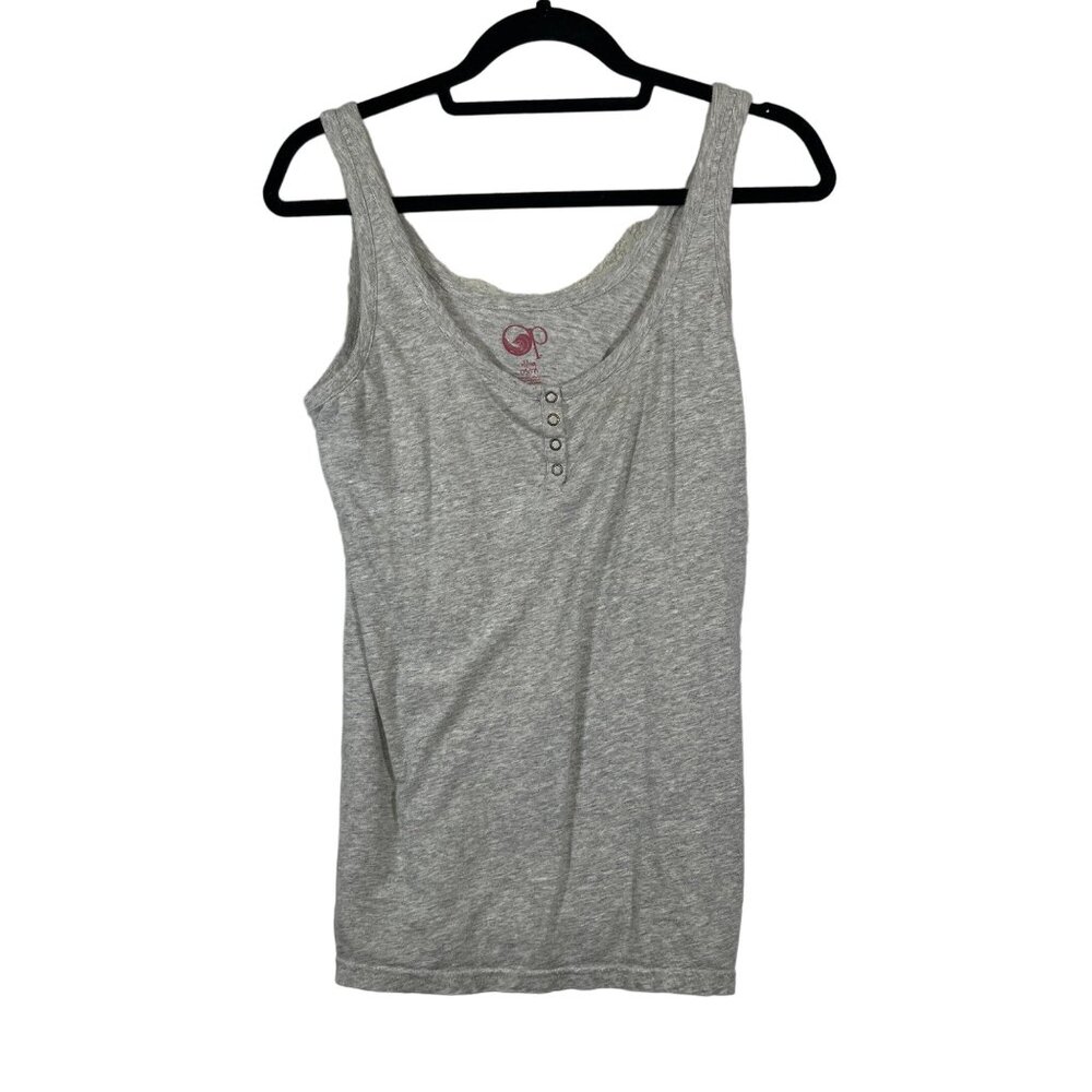Ocean Pacific Gray Sleeveless Tank Top XL Henley Style Scoop Neck Button Details